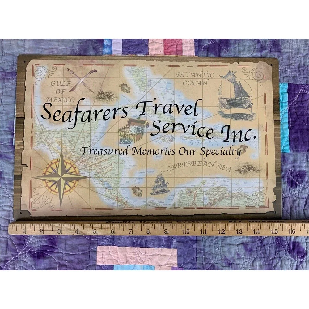 Pirate Treasure Ship Map Nautical Novelty Tin Metal Sign 16